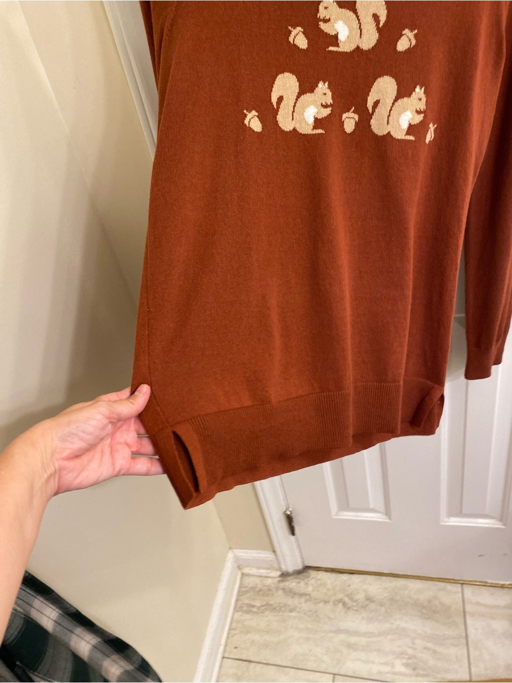 LOFT PERFECT FALL SWEATER Rust Crewneck Sweater Squirrels Motif Large NWT NATURE - Picture 14 of 16